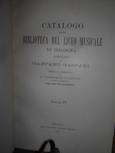 CATALOGO DELLA BIBLIOTECA DEL LICEO MUSICALE DI BOLOGNA