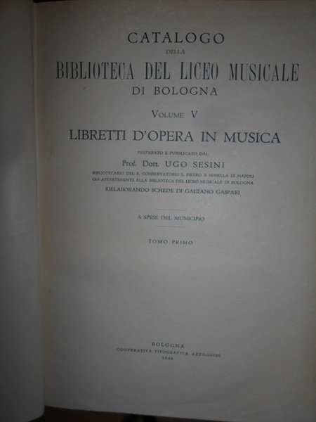 CATALOGO DELLA BIBLIOTECA DEL LICEO MUSICALE DI BOLOGNA