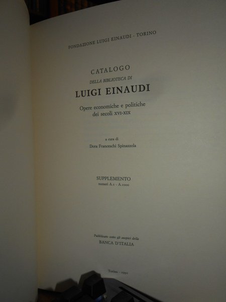 CATALOGO della Biblioteca di LUIGI EINAUDI