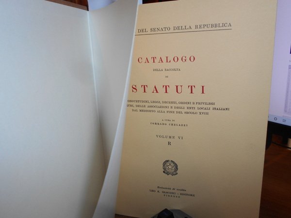 CATALOGO DELLA RACCOLTA DI STATUTI, CONSUETUDINI, LEGGI, DECRETI, ORDINI E …