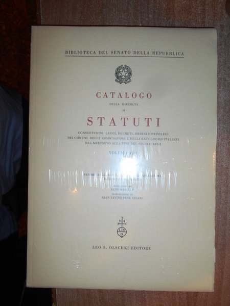 CATALOGO DELLA RACCOLTA DI STATUTI, CONSUETUDINI, LEGGI, DECRETI, ORDINI E …