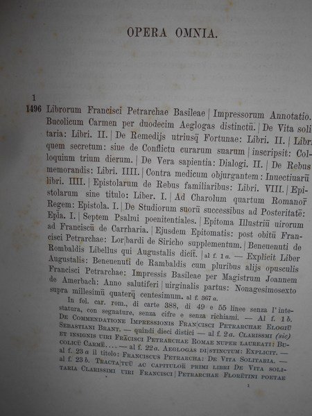 Catalogo delle Opere di Francesco Petrarca esistenti nella Petrarchesca Rossettiana …