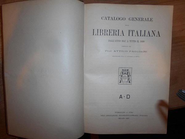 CATALOGO GENERALE della LIBRERIA ITALIANA