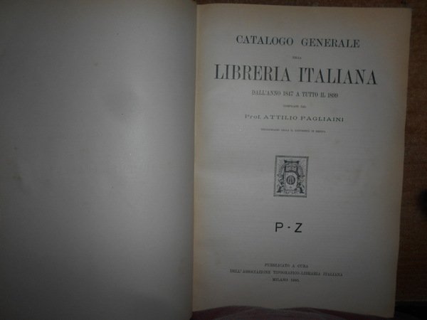CATALOGO GENERALE della LIBRERIA ITALIANA