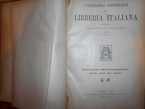 CATALOGO GENERALE della LIBRERIA ITALIANA