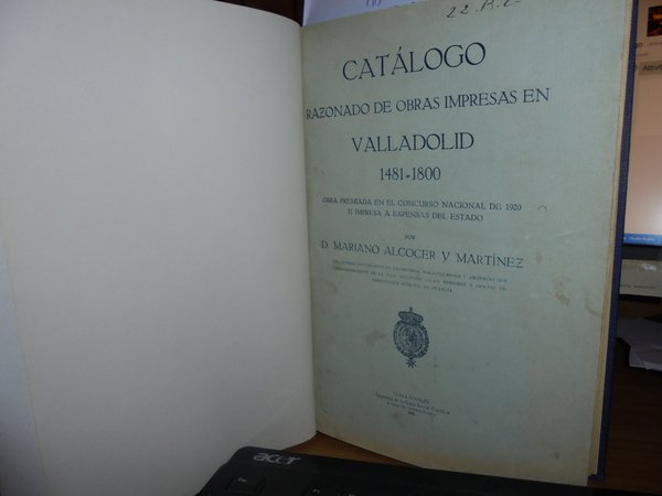 Catálogo razonado de obras impresas en Valladolid 1481-1800