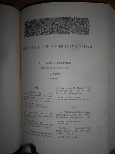 CATALOGUE d' une Collection unique de volumes imprimés par LES …