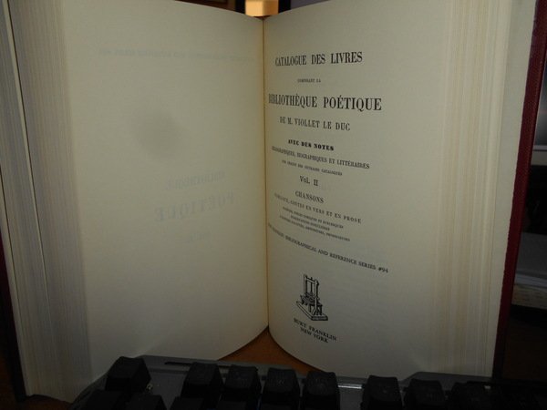 Catalogue des Livres composant la Bibliothèque Poétique de M. VIOLLET …