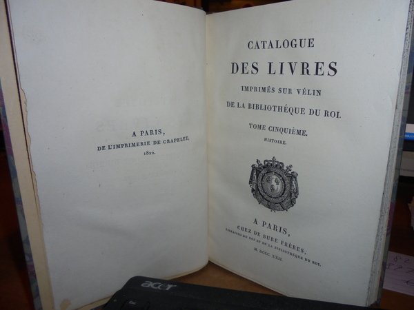 CATALOGUE des Livres Imprimés sur vélin, qui se trouvent dans …