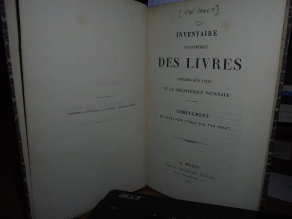 CATALOGUE des Livres Imprimés sur vélin, qui se trouvent dans …