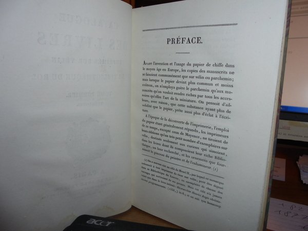CATALOGUE des Livres Imprimés sur vélin, qui se trouvent dans …