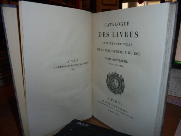 CATALOGUE des Livres Imprimés sur vélin, qui se trouvent dans …