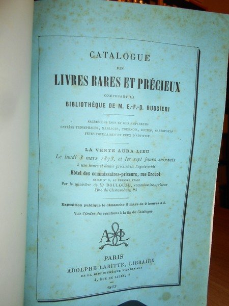 CATALOGUE des LIVRES RARES ET Précieux composant la Bibliothèque de …