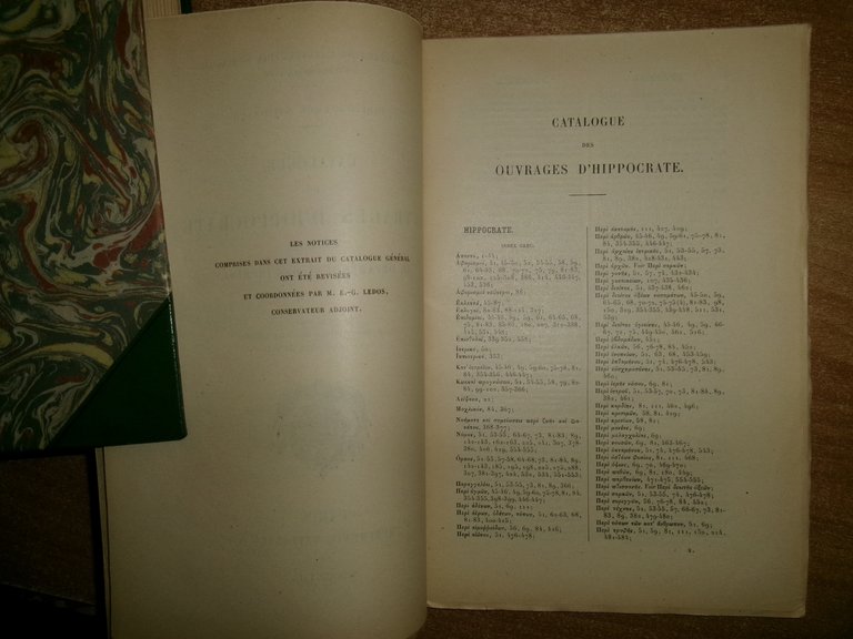 CATALOGUE des OUVRAGES D' HIPPOCRATE conservés au Département des Imprimés …