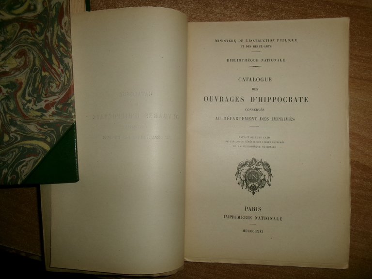 CATALOGUE des OUVRAGES D' HIPPOCRATE conservés au Département des Imprimés …