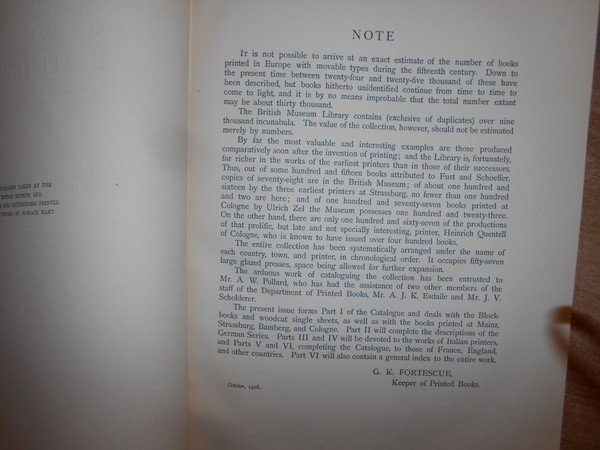 CATALOGUE of Books Printed in the XVth century now in …