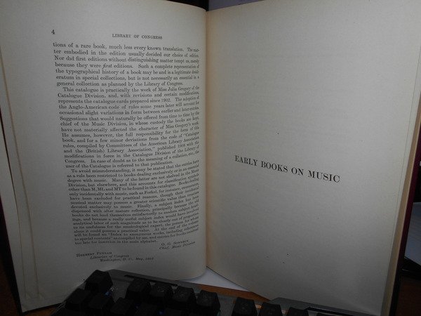 Catalogue of Early Books on Music (Before 1800) + Supplement