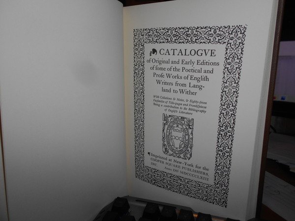 Catalogue of Original and Early Editions of some of the …