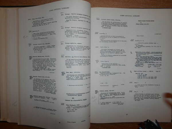 CATALOGUE of the ADOLPH LOMB OPTICAL LIBRARY at the University …