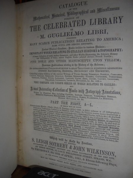 CATALOGUE OF THE MATHEMATICAL, HISTORICAL, BIBLIOGRAPHICAL AND MISCELLANEOUS PORTION OF …