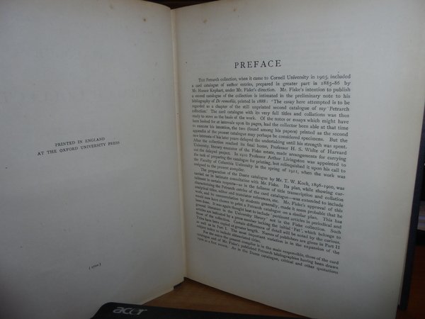 CATALOGUE of the PETRARCH COLLECTION
