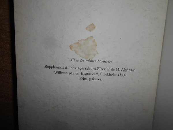 CATALOGUE raisonné des IMPRESSIONS ELZEVIRIENNES de la Bibliothèque Royale