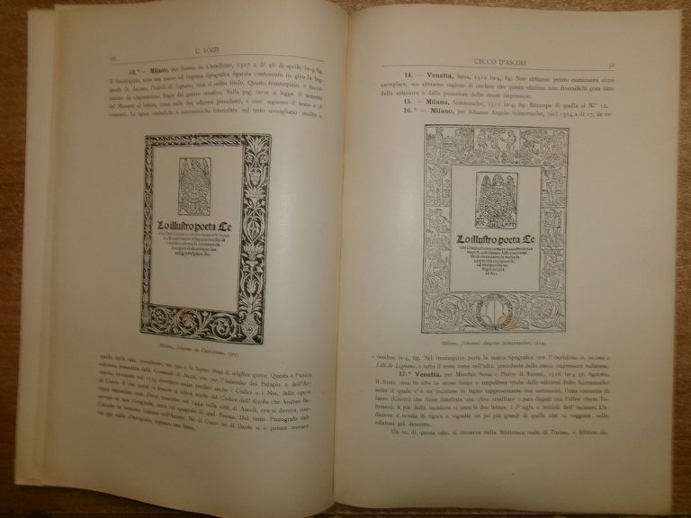 CECCO D' ASCOLI. Saggio critico e bibliografico. CARLO LOZZI 1903