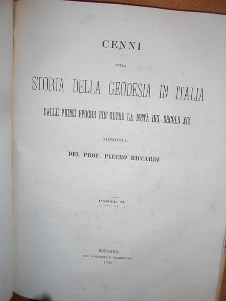 Cenni sulla Storia della Geodesia in Italia memoria del P. …