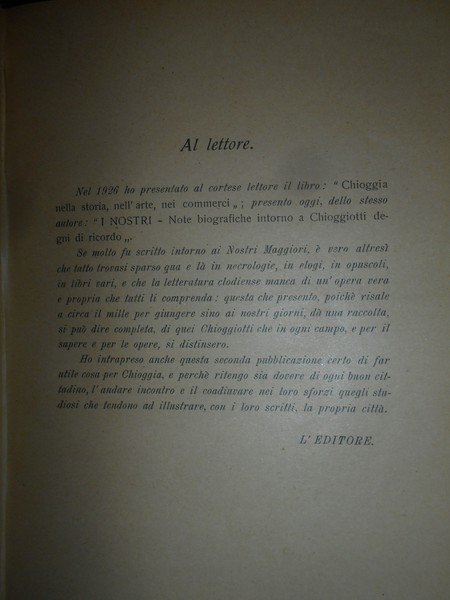 (CHIOGGIA) I NOSTRI. Biografie di Chioggiotti Illustri