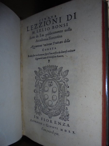 CINQUE LEZZIONI DI M. LELIO BONSI DA LUI LETTE PUBLICAMENTE …