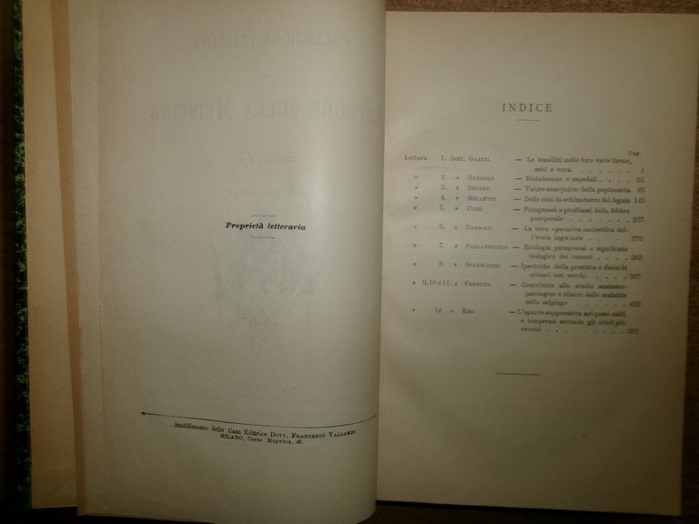 Collezione Italiana di Letture sulla Medicina serie VI Vallardi (1886)
