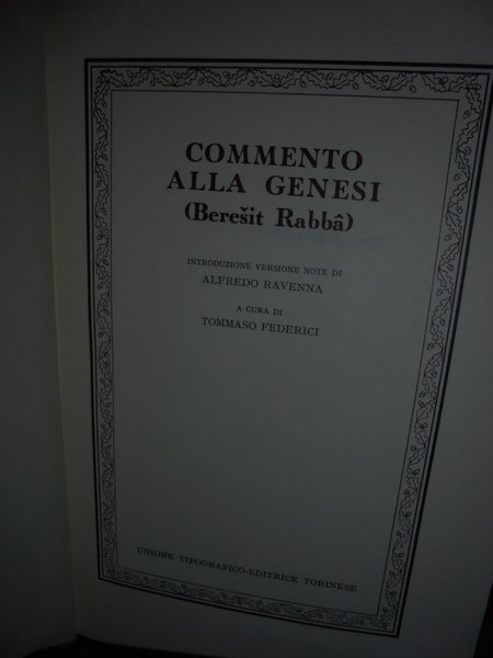 Commento alla Genesi (Beresit RABBA) - Classici delle religioni UTET