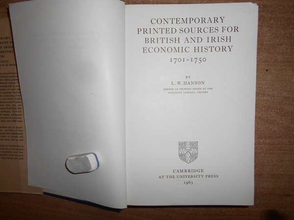 Contemporary Printed Sources for British and Irish Economic History 1701-1750