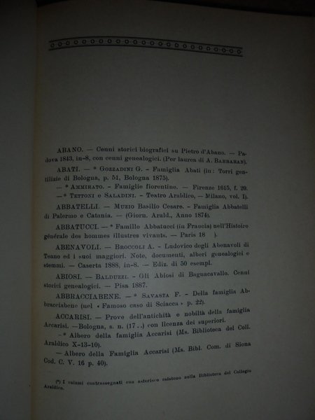 Contributo alla Bibliografia Genealogica Italiana