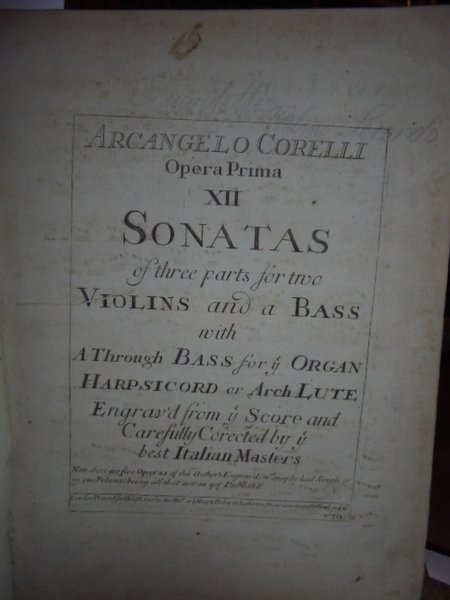 CORELLI, Arcangelo. Musica - London Walsh (circa 1740)