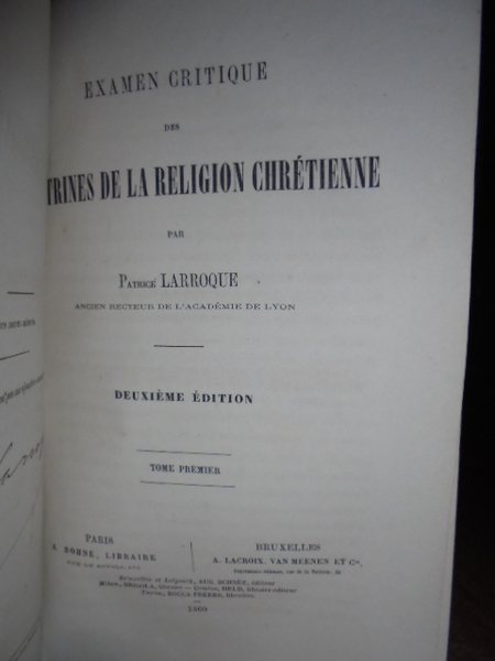 (Critica religiosa) Esame critique des doctrines de la religion chrétienne