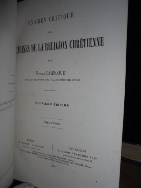 (Critica religiosa) Esame critique des doctrines de la religion chrétienne