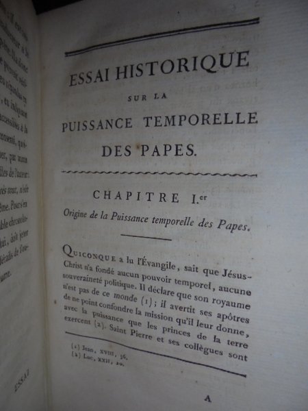 (Critica religiosa) Essai historique sur la puissance temporelle des papes, …