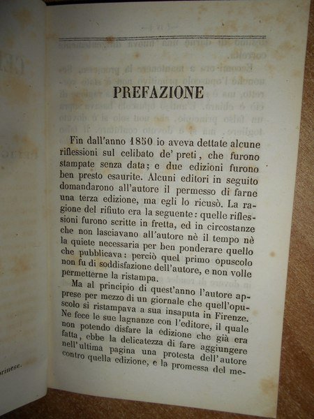 (Critica religiosa) Il Celibato de' Preti considerazioni religiose, morali, storiche