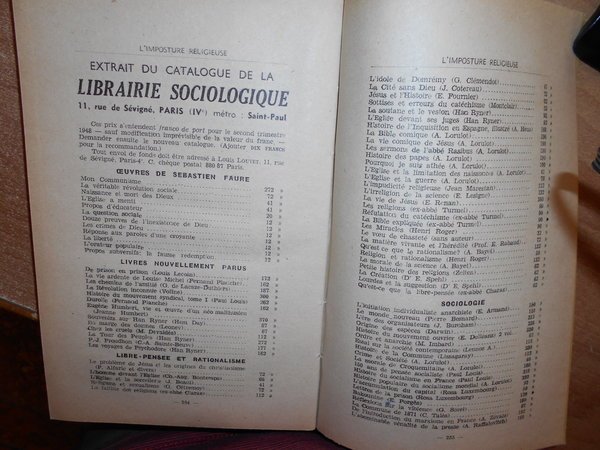 (Critica religiosa) L' Imposture Religieuse