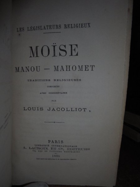 (Critica religiosa) Les législateurs religieux: Manou, Moïse, Mahomet