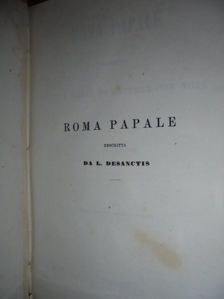 (Critica religiosa) ROMA PAPALE descritta in una serie di lettere …