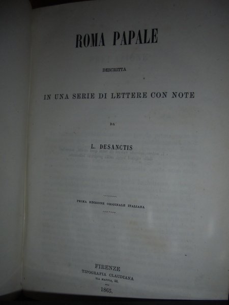 (Critica religiosa) ROMA PAPALE descritta in una serie di lettere …