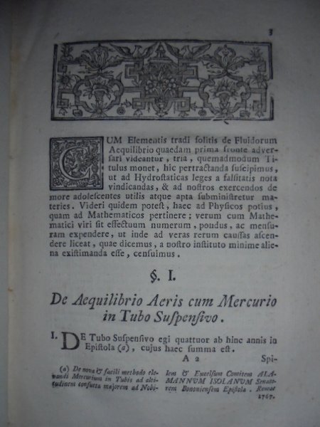 DE AEQUILIBRIO. I. AERIS CUM MERCURIO IN TUBO SUSPENSIVO ROMAE, …