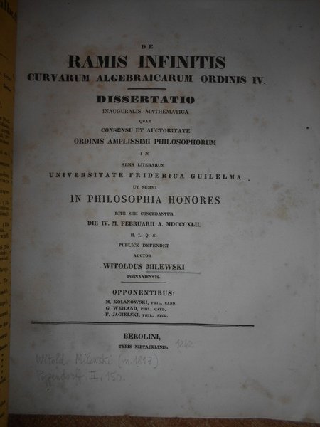 DE RAMIS Infinitis curvarum algebraicarum ordinis IV.