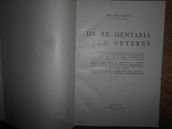 DE RE DENTARIA APUD VETERES. SIVE REPERTORIUM BIBLIOGRAPHICUM, IN QUO …