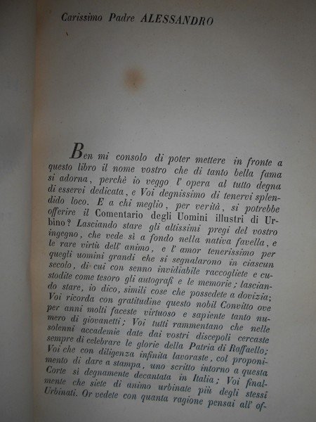 Degli Uomini Illustri di Urbino COMMENTARIO del P. Carlo, Grossi