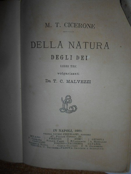 Della Natura degli Dei libri tre volgarizzati da T.C. Malvezzi