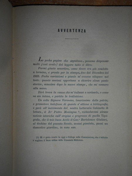 Della TIPOGRAFIA VERONESE Saggio Storico-Letterario