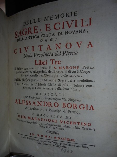 Delle memorie sagre e civili dell' antica città di Novana, …